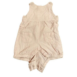 JoJo Maman Bébé 3-6M Pink & White Smocked Snap Short Sleeve Girl Onesie Classic